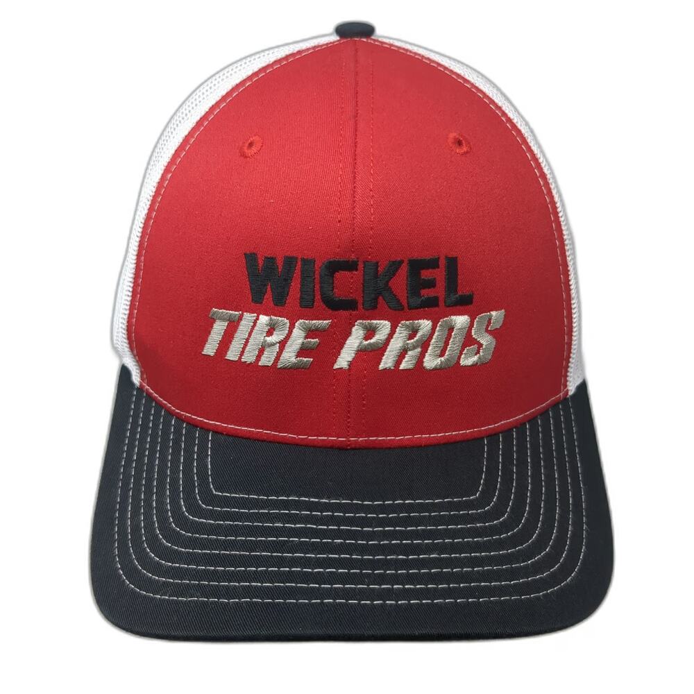 Richardson Trucker Hat Red White Black One Size Wickel Tire Pros Mesh Snapback